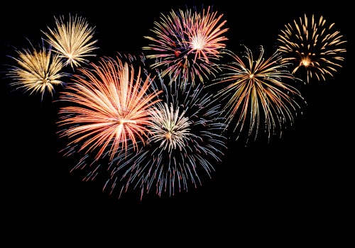 A display of colorful fireworks exploding against a dark night sky, creating a vibrant and festive scene full of light and energy.